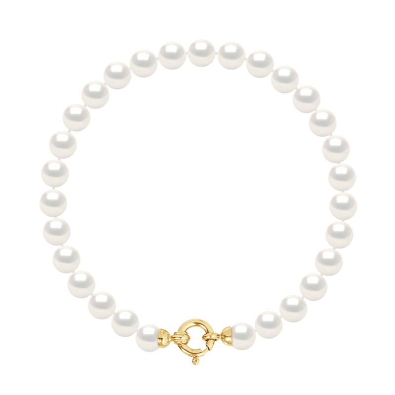 Bracelet Perles de Culture d'Eau Douce 6-7 mm Blanches Fermoir Prestige Or Jaune