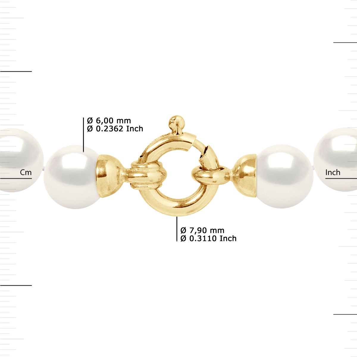 Bracelet Perles de Culture d'Eau Douce 6-7 mm Blanches Fermoir Prestige Or Jaune - vue 3