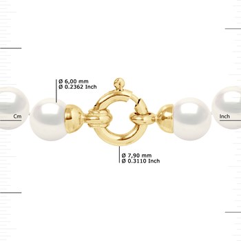 Bracelet Perles de Culture d'Eau Douce 6-7 mm Blanches Fermoir Prestige Or Jaune