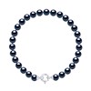 Bracelet Perles de Culture d'Eau Douce 6-7 mm Noires Fermoir Prestige Or Blanc - vue V1