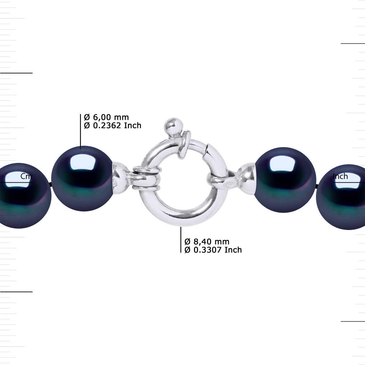 Collier Rang de Perles d'Eau Douce en Chute 10-6 mm PRINCESSE Fermoir Prestige Or Blanc 18 Carats - vue 3