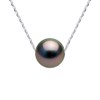 Collier Perle de Culture de TAHITI Ronde 8-9 mm Chaîne Or Blanc - vue V1