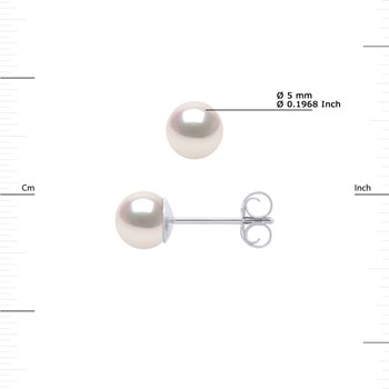 Boucles d'Oreilles Perles AKOYA Rondes 5-6 mm Or Blanc 18 Carats