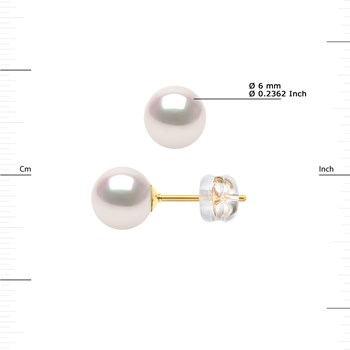 Boucles d'Oreilles Perles AKOYA Rondes 6-7 mm Or Jaune 18 Carats
