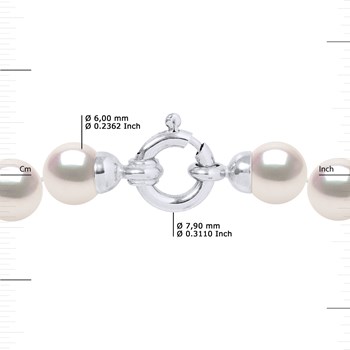 Collier Rang Perles AKOYA JAPONAISE Rondes 6,5 mm Fermoir Prestige Or Blanc 18 Carats