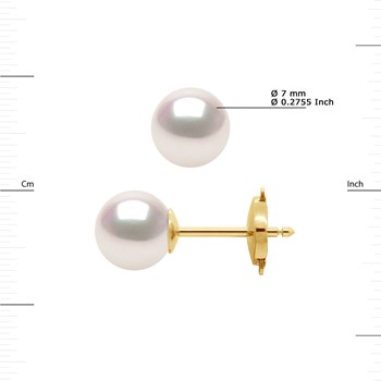 Boucles d'Oreilles Perles AKOYA Rondes 7-8 mm Or Blanc 18 Carats