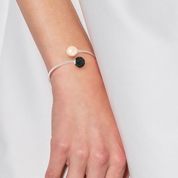 Bracelet TOI ET MOI - Perle d'eau douce - Boule cristal blanc - Argent 925