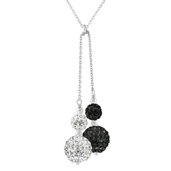 Collier - Cristal blanc/noir - Argent 925
