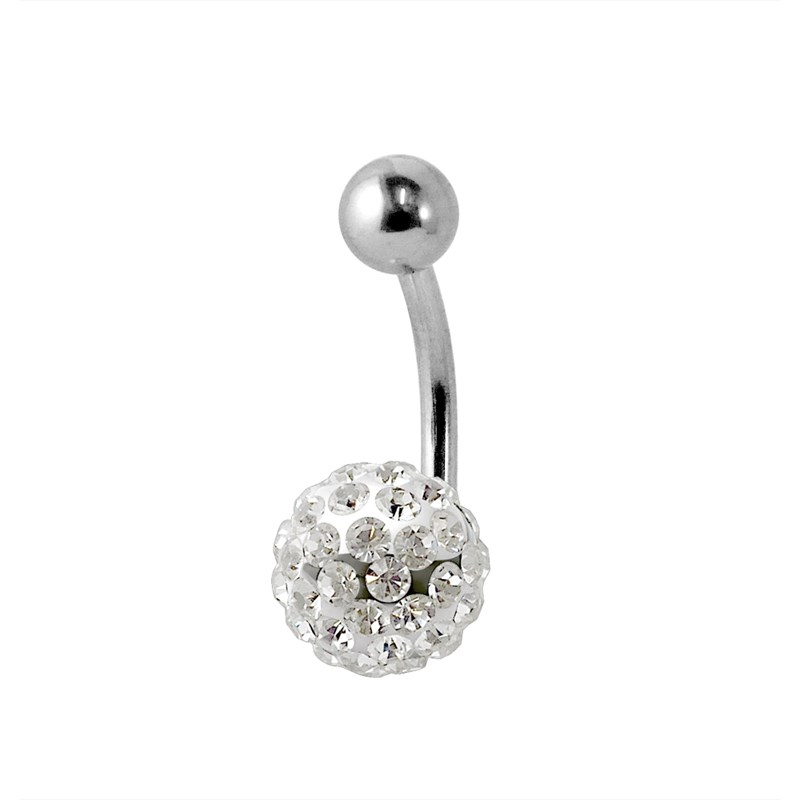 Piercing de nombril - Boule cristal - Argent 925