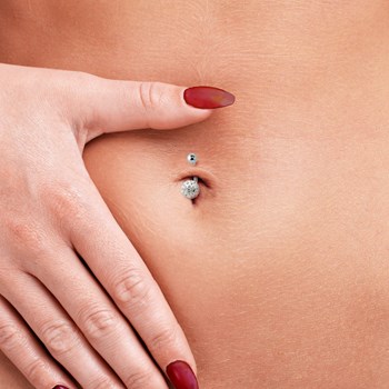 Piercing de nombril - Boule cristal - Argent 925
