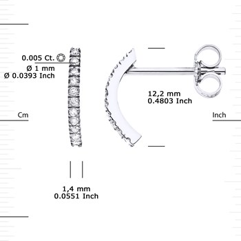 Demi-Créoles Diamants 0,090 Cts Joaillerie Or Blanc
