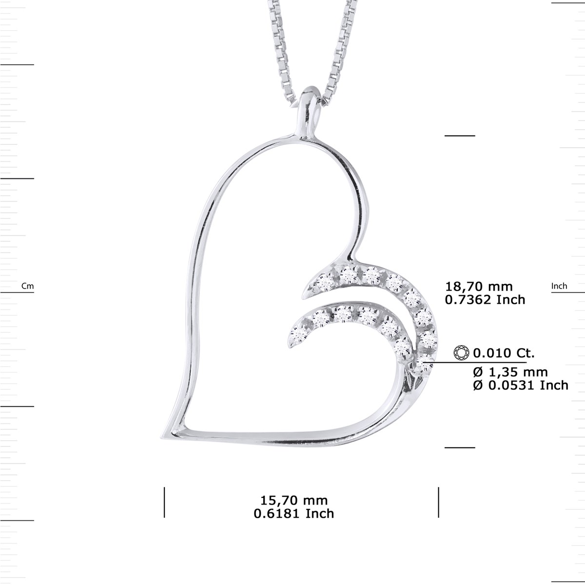 Collier HEART Diamants 0,15 Cts Or Blanc - vue 3