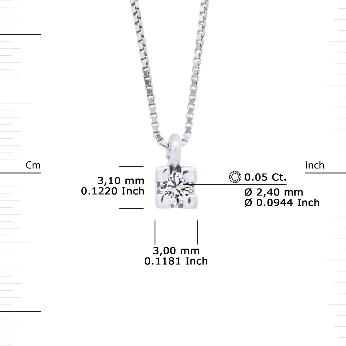 Collier Solitaire Diamant 0,05 Cts Or Blanc - vue 3