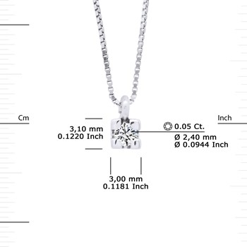 Solitaire Diamond Necklace 0,05 Cts White Gold