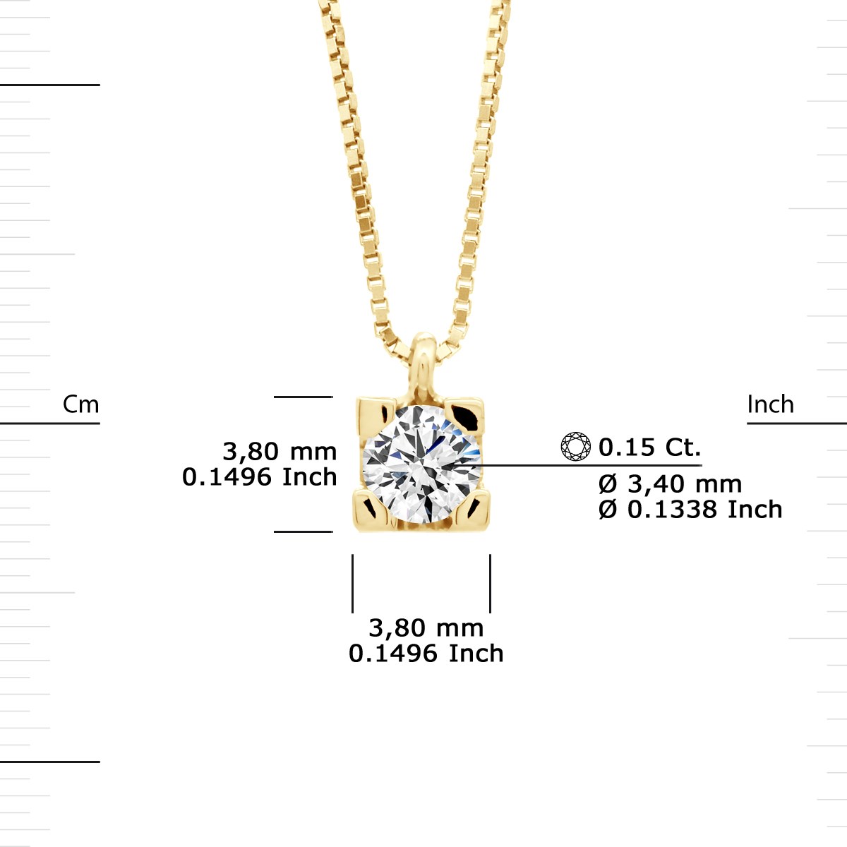 Collier Solitaire Diamant 0,15 Cts Or Jaune - vue 3