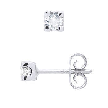 Boucles d'Oreilles Solitaires Diamants 0,20 Cts Or Blanc 18 Carats