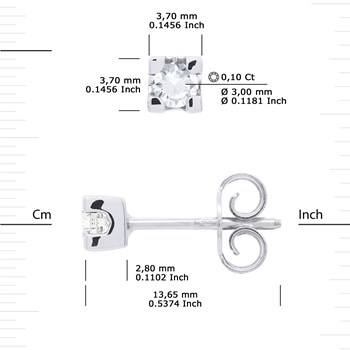 Boucles d'Oreilles Solitaires Diamants 0,20 Cts Or Blanc 18 Carats