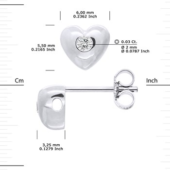 Clous d'Oreilles Diamant 0,060 Cts COEURS Joaillerie Argent 925