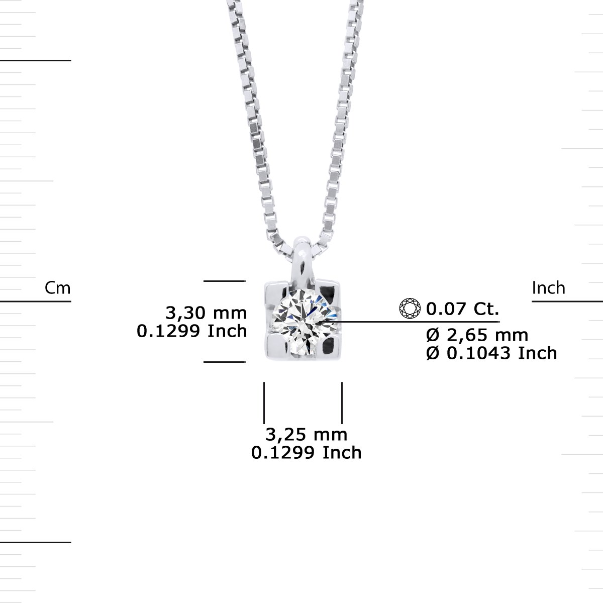 Collier Solitaire Diamant 0,070 Cts Or Blanc 18 Carats - vue 3