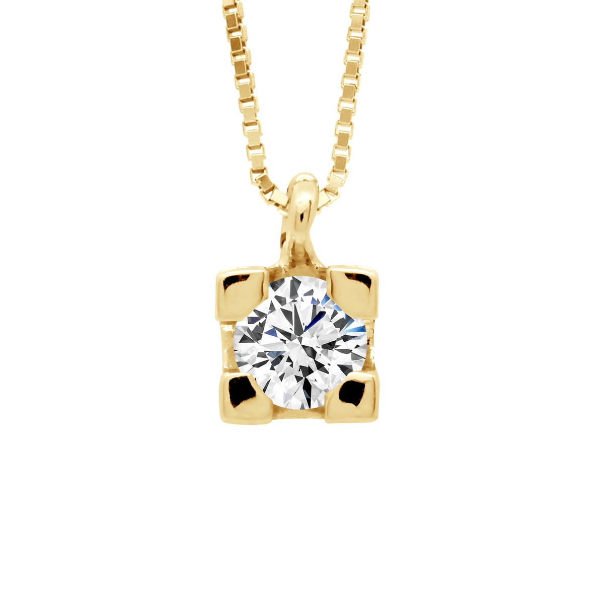 Collier Solitaire Diamant 0,20 Cts Or Jaune 18 Carats