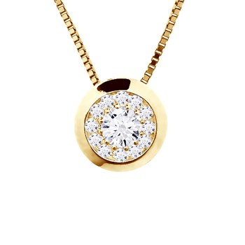 Collier Diamants 0,15 Cts Serti Illusion Or Jaune 18 Carats