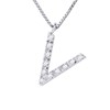 Collier ALPHABET Diamants 0,06 Cts  LETTRE 'V' Or Blanc 18 Carats - vue V1