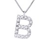 Collier ALPHABET Diamants 0,10 Cts  LETTRE 'B' Or Blanc 18 Carats - vue V1