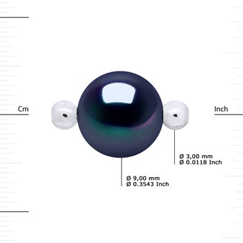 Bracelet LOVE LINK Perle d'Eau Douce Ronde 9-10 mm Noire Lien Nylon Noir Argent 925