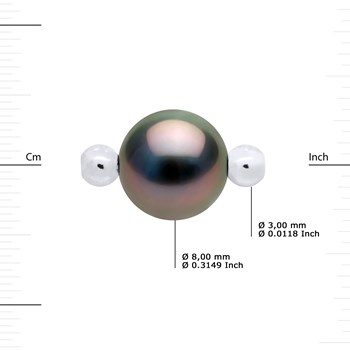 Collier LOVE LINK Perle de Tahiti Ronde 8-9 mm Nylon Noir Argent 925