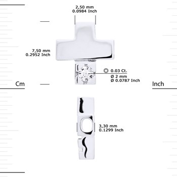 Bracelet CROIX Diamant 0,030 cts Nylon Noir Argent 925