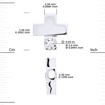 Bracelet CROIX Diamant 0,050 cts Nylon Noir Argent 925