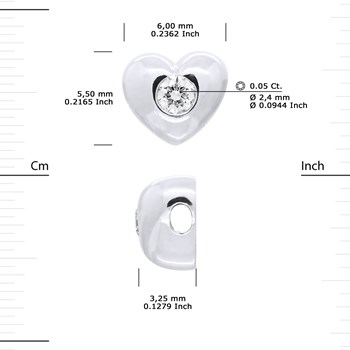 Bracelet COEUR Diamant 0,050 Cts Nylon Transparent Argent 925