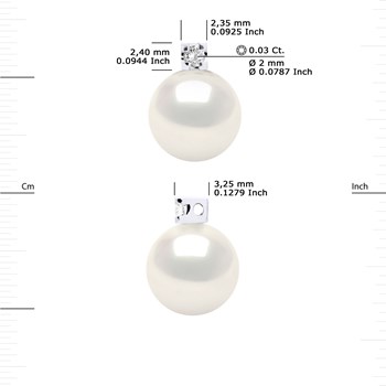 Collier Diamant Naturel 0,030 Cts et Perle d'Eau Douce Ronde 8-9 mm Lien Nylon Transparent  Argent 925