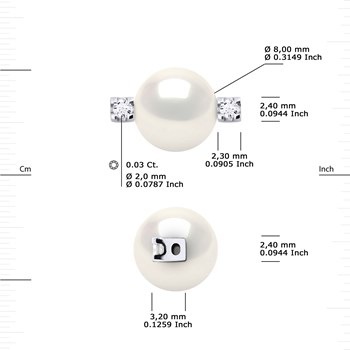 Bracelet Diamant Naturel 0,060 Cts et Perle de Culture Ronde 8-9 mm  Nylon Noir Argent 925