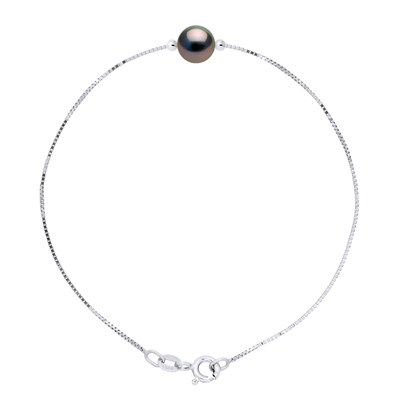 Bracelet cordon perles carrées et rondes en argent 925 pour femme
