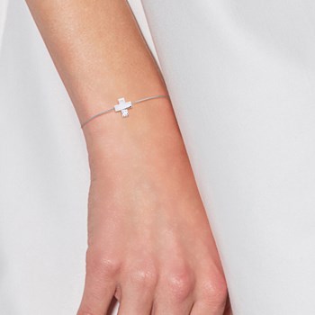 Bracelet CROIX Diamant Naturel 0,050 Cts Argent 925