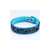 Bracelet orné de Cristaux Turquoises et Argentés de Swarovski et Cuir Turquoise - vue V2