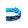 Bracelet orné de Cristaux Turquoises et Argentés de Swarovski et Cuir Turquoise - vue V3