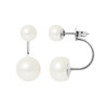 Boucles d'oreilles Doubles Perles de culture Blanches et Argent 925 - vue V1