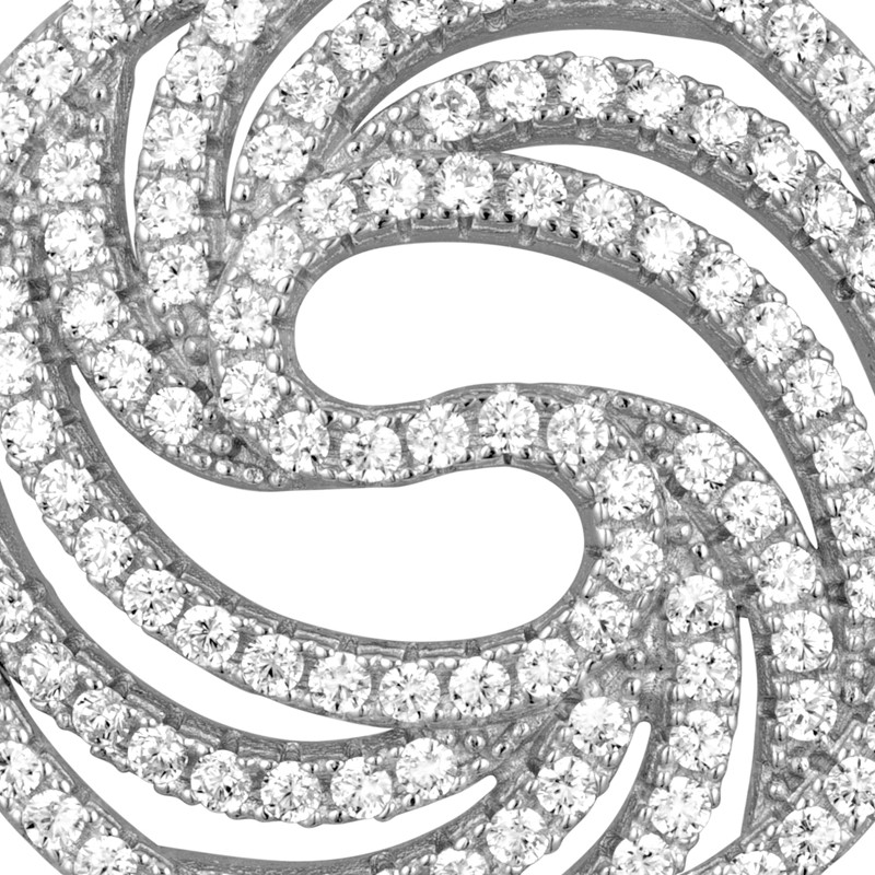 Pendentif Cercle en Argentorné de 137 Cristaux Swarovski Cubic Zirconia Blancs - vue 3