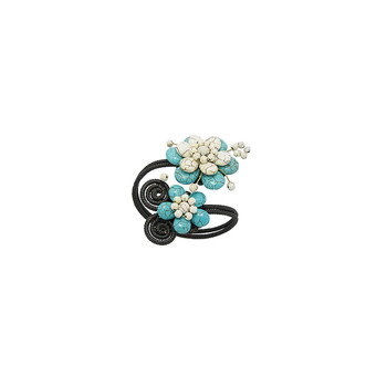 Bracelet Fleurs en Gemstones Turquoise et Blanc