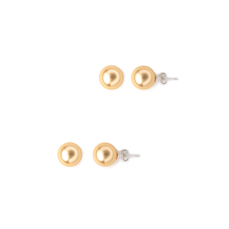 Boucles d'oreilles Femme Perles SSS 10 mm couleur Or et Argent 925/1000 - vue 2