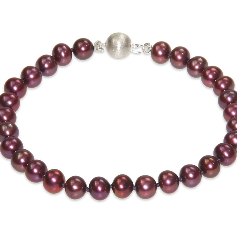 Bracelet Femme Perles de culture d'eau douce Rouge Cranberry et Fermoir en Argent 925 - vue 2