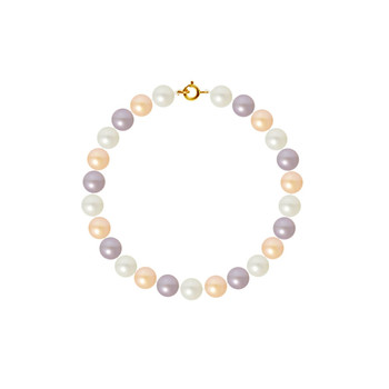 Bracelet Femme Perles de culture d'eau douce Multicolores AA et Fermoir Or jaune 750/1000