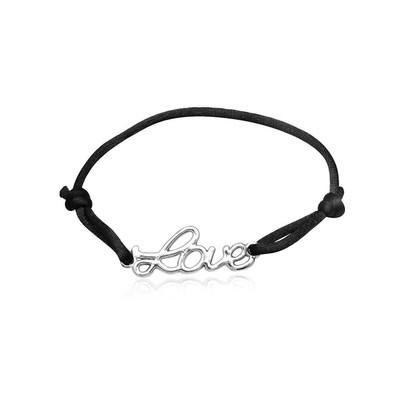 Bracelet LOVE en Soie Noir et en Argent 925 , vue V1