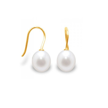 Boucles d'Oreilles Perles de Culture Blanches et or jaune 375/1000