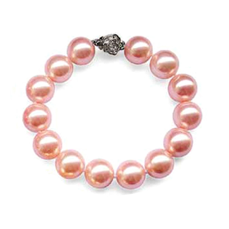 Bracelet en Perles rose et fermoir fleur en Argent 925