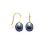 Boucles d'Oreilles a crochets Perles de Culture Noires et or jaune 375/1000 - vue V1