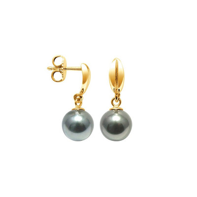 Boucles d'oreilles femme pendantes or 750/1000 jaune et perles - boucles- d-oreilles-or-750