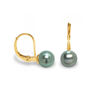 Boucles d/'Oreilles Puces Femme Perles de Tahiti et or jaune 375//1000